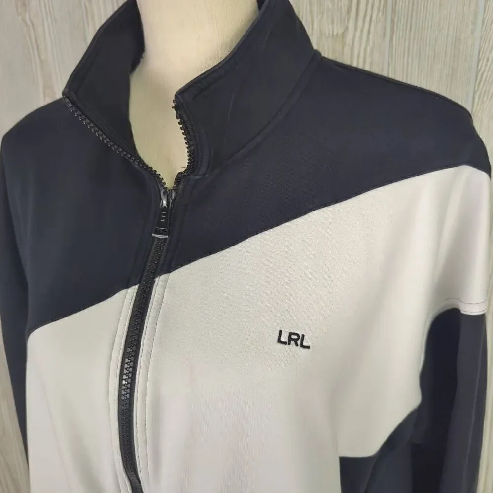Vintage Lauren Ralph Lauren LRL Women Size XL Black White Zip Up Jacket - Picture 4 of 8